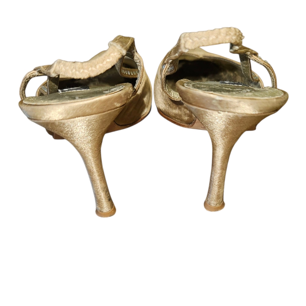 Nina Y2K Pointed Toe Slingback Heels Gold Size 6.5 Elegant - Picture 4 of 11